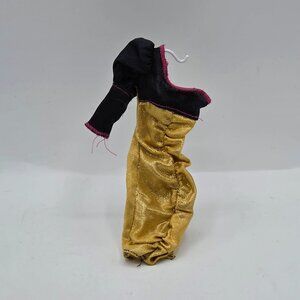 Barbie Metallic Gold & Black Ruched Doll Dress Collectible Fashion Accessory